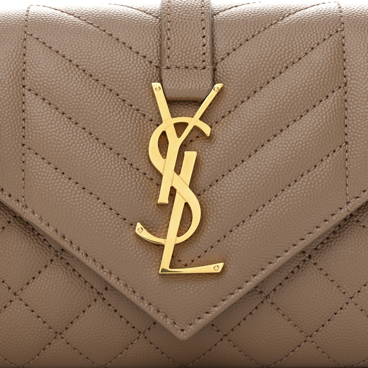 Saint Laurent Grain De Poudre Textured Mixed Matelasse Triquilt Small Monogram Satchel Taupe 8 of 14