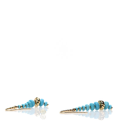 David Yurman 18K Yellow Gold Turquoise Rio Rondelle Drop Earrings 3 of 6