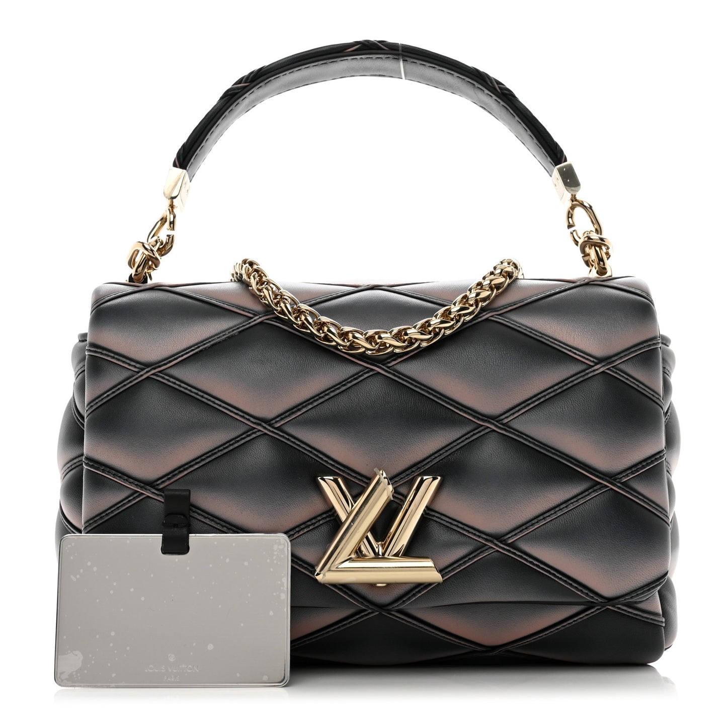 Lambskin Malletage Top Handle GO-14 MM Black Pink