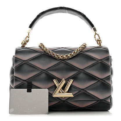 Louis Vuitton Lambskin Malletage Top Handle GO-14 MM Black Pink 1 of 9