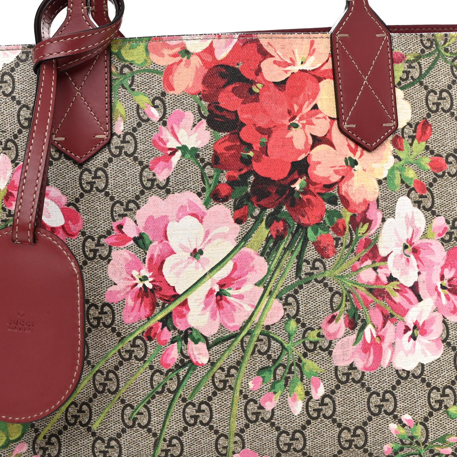 Gucci GG Supreme Monogram Blooms Small Reversible Tote Beige Multicolor Dry Rose 10 of 15
