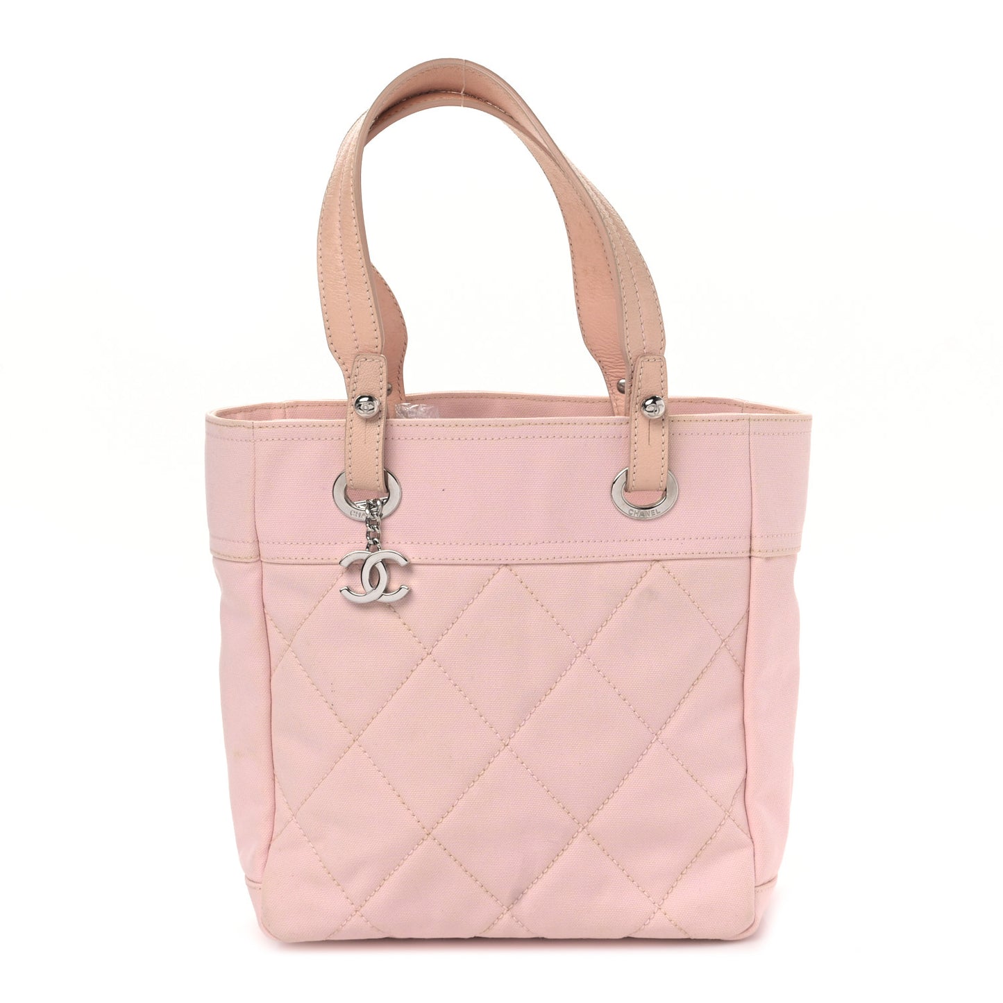 Coated Canvas Quilted Small Paris Biarritz Tote Light Pink