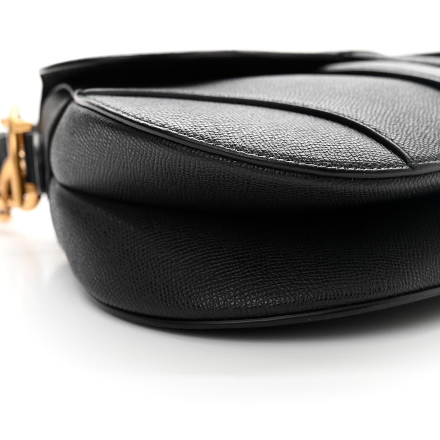 Christian Dior Grained Calfskin Saddle Bag With Strap Black 9 of 12