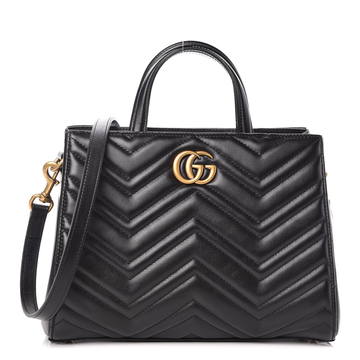 Calfskin Matelasse Small GG Marmont Tote Black