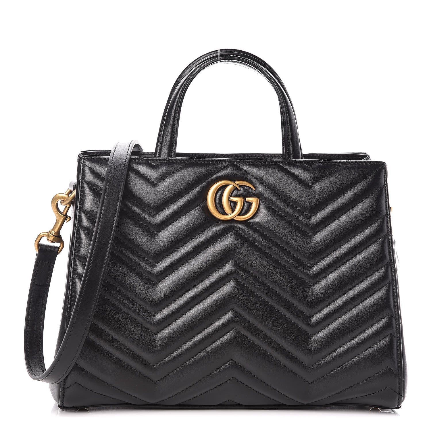Gucci Calfskin Matelasse Small GG Marmont Tote Black 1 of 9