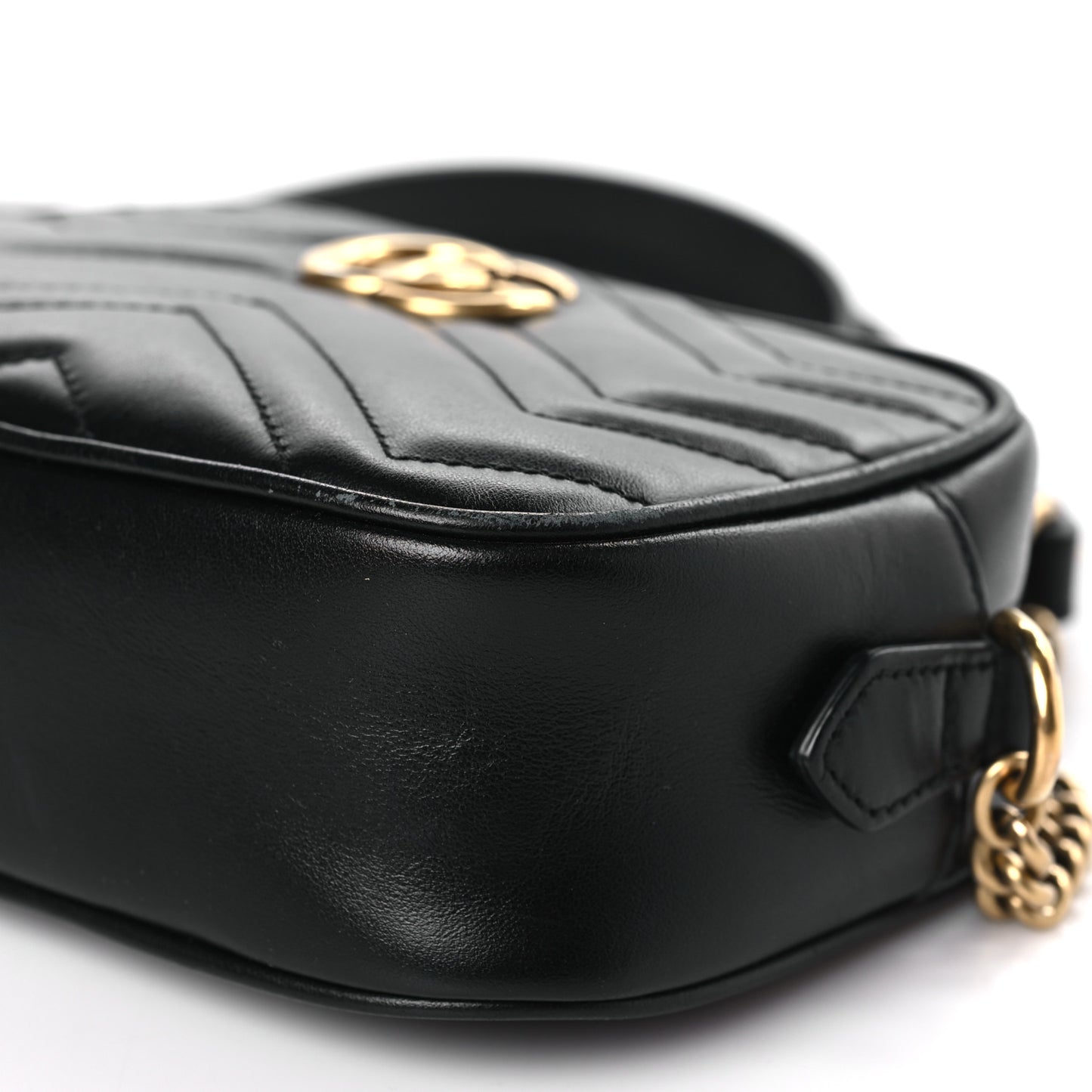 Calfskin Matelasse Mini GG Marmont Chain Shoulder Bag Black
