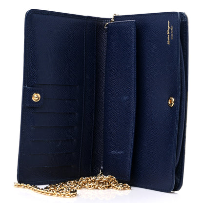 Salvatore Ferragamo Vera Bow Wallet On Chain Blue 5 of 14