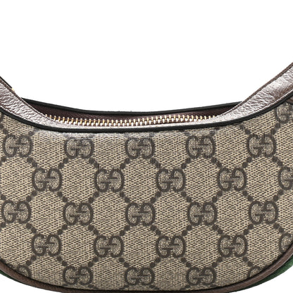 Gucci GG Supreme Monogram Textured Calfskin Web Mini Ophidia Half Moon Hobo Beige Ebony New Acero 8 of 10
