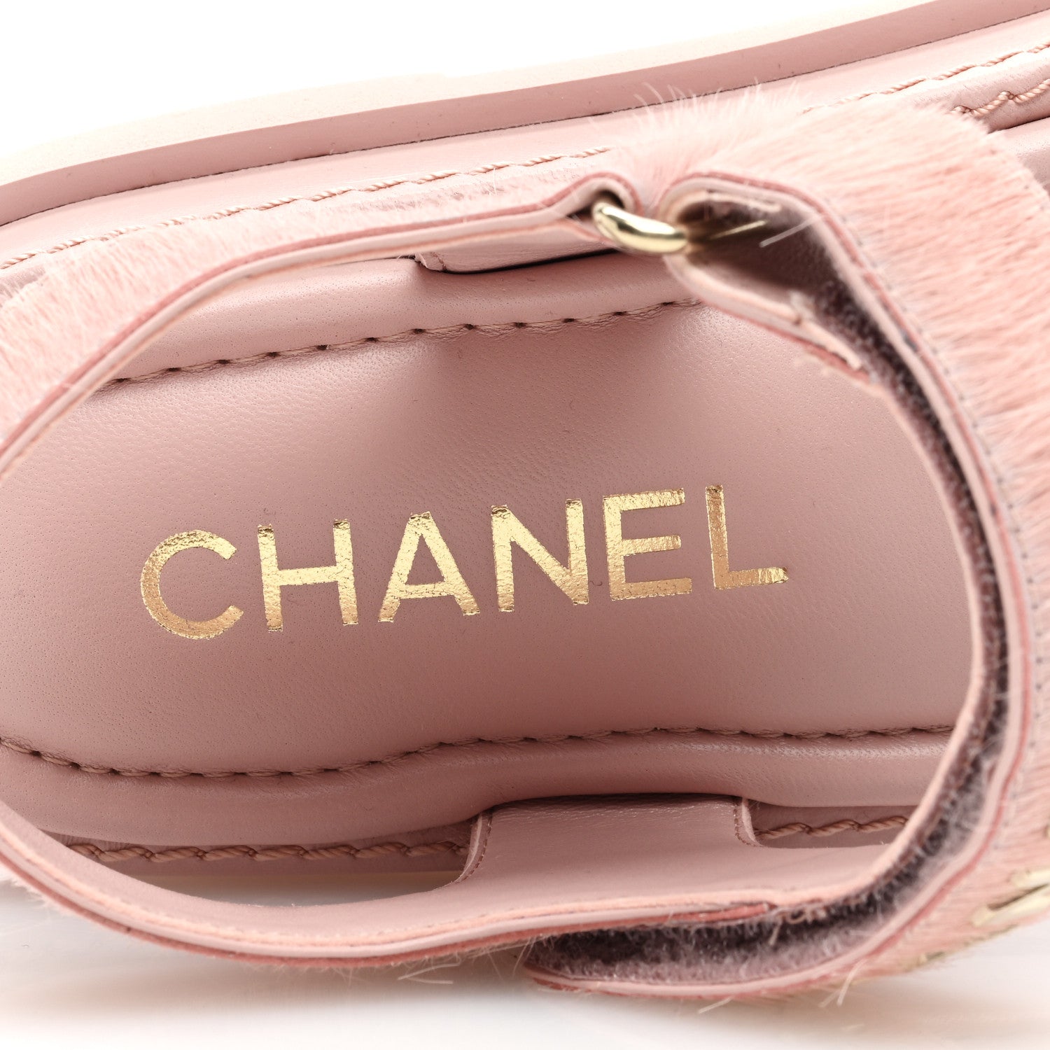Chanel Calfskin Hair Suede Shearling Dad Sandals 39.5 Light Pink 7 of 8