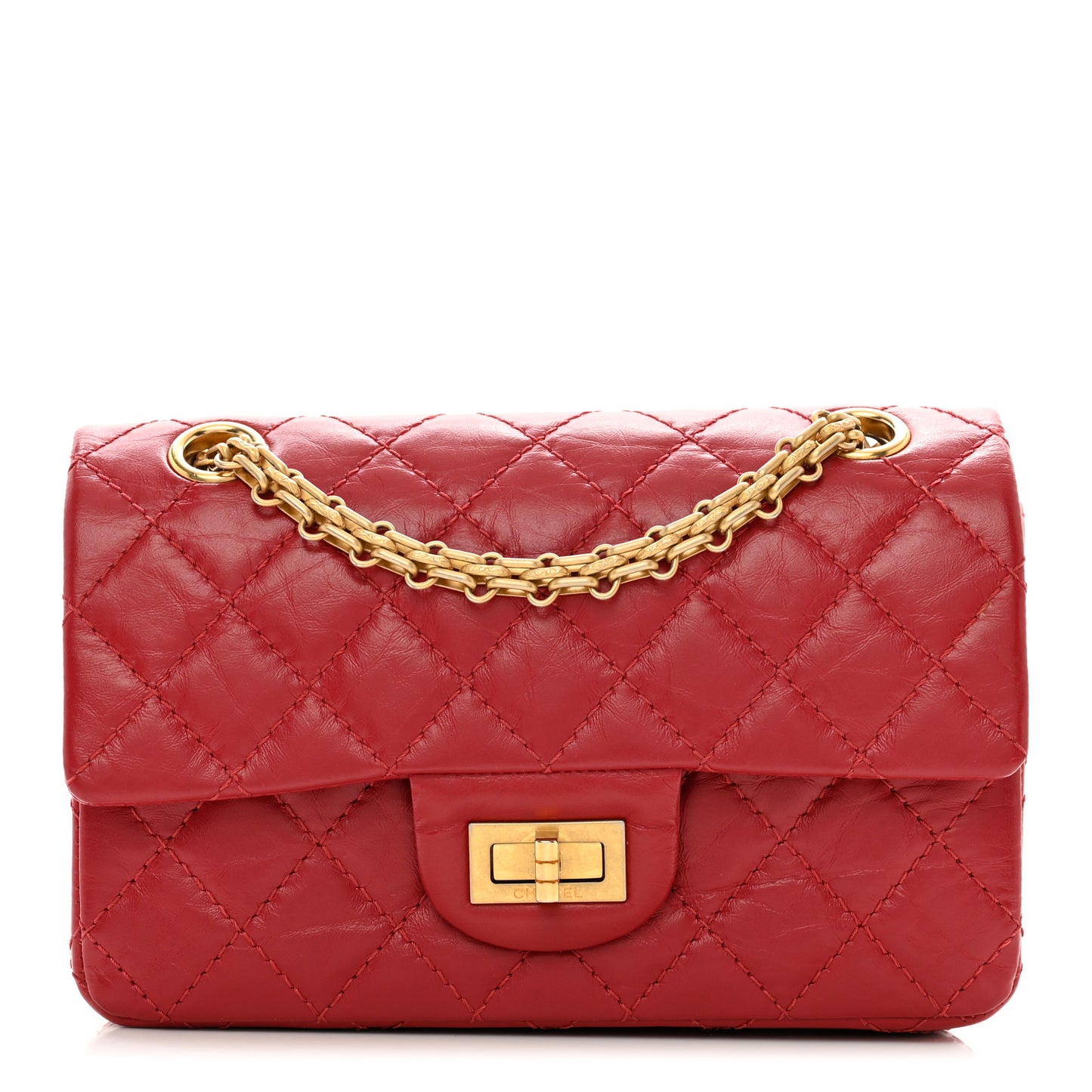 Aged Calfskin Quilted 2.55 Reissue Mini Flap Red