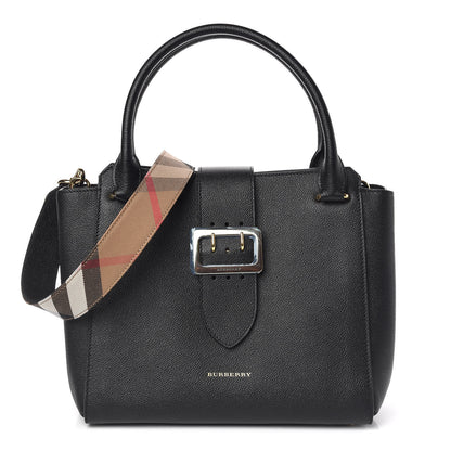 Burberry Soft Grain Calfskin Medium Buckle Tote Black 1 of 9