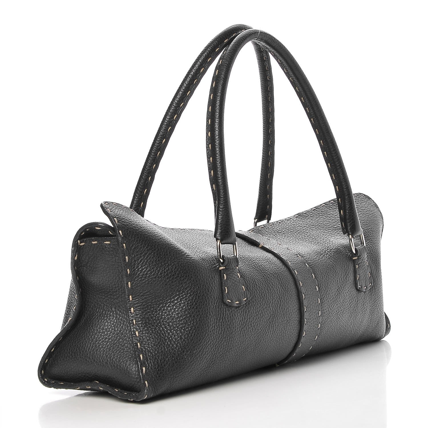 Fendi Calfskin Romano Selleria Satchel Black 3 of 13