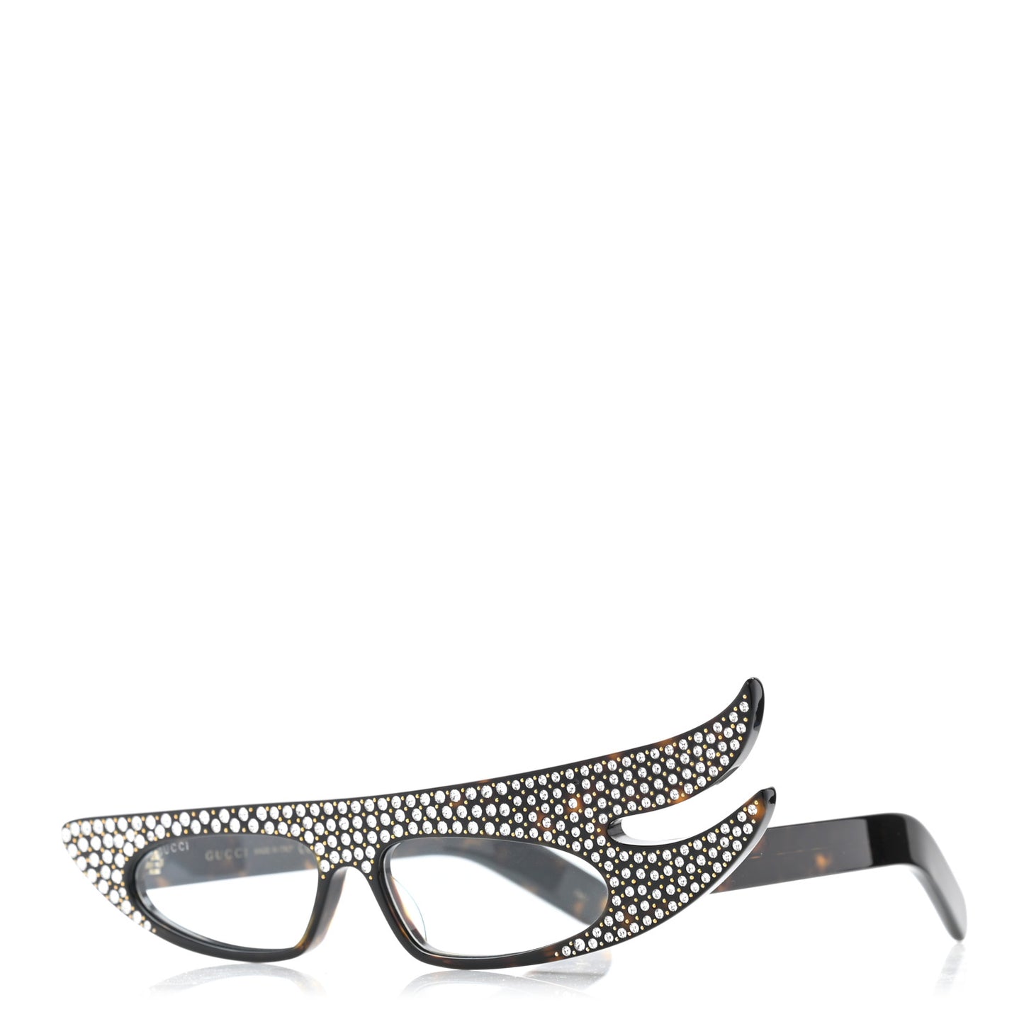 Acetate Asymmetrical Crystal Sunglasses GG0240S Havanna