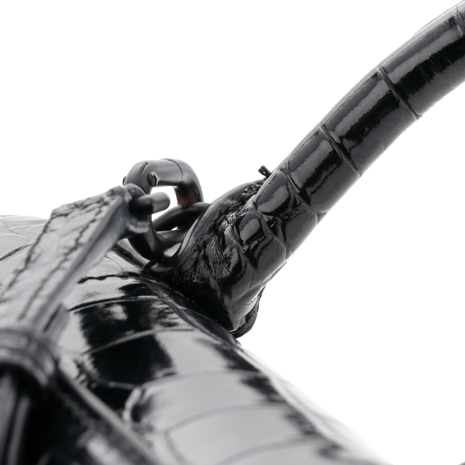 Balenciaga Shiny Calfskin Monochrome Crocodile Embossed Hourglass Top Handle Bag XS Black 12 of 12