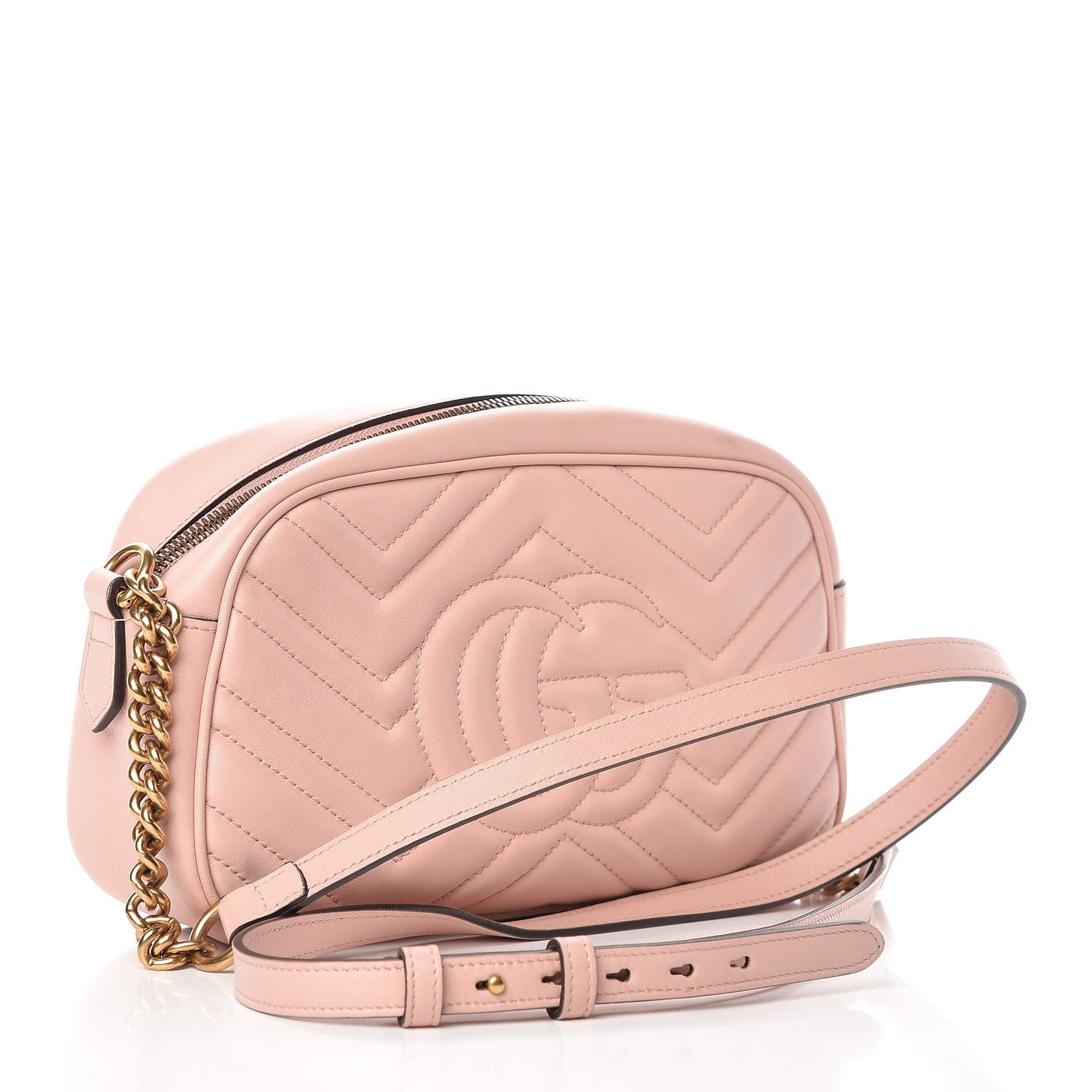 Gucci Calfskin Matelasse Small GG Marmont Chain Shoulder Bag Perfect Pink 3 of 12