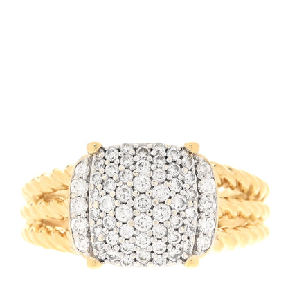 David Yurman 18K Yellow Gold Diamond 10mm Petite Wheaton Ring 49 5 1 of 6