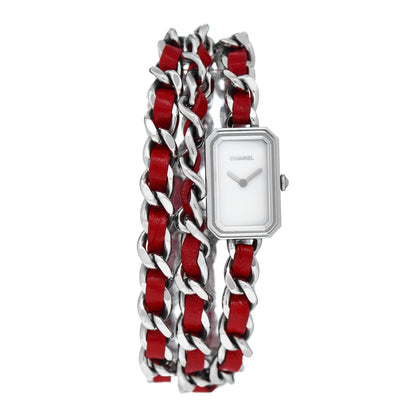 Chanel Stainless Steel Lambskin Mother of Pearl 16mm Premiere Rock Triple Row Quartz Watch Red 1 of 4