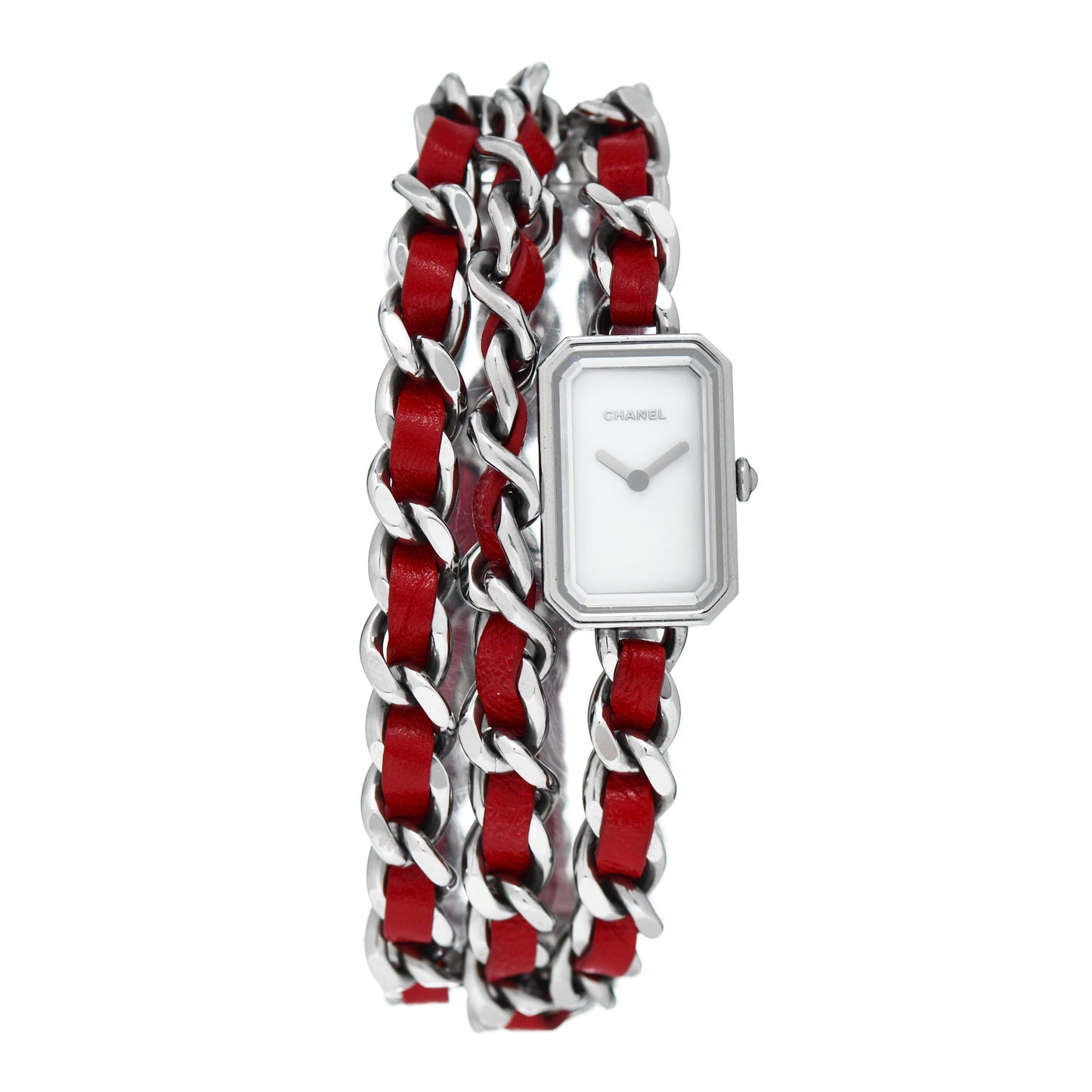Stainless Steel Lambskin Mother of Pearl 16mm Premiere Rock Triple Row Quartz Watch Red