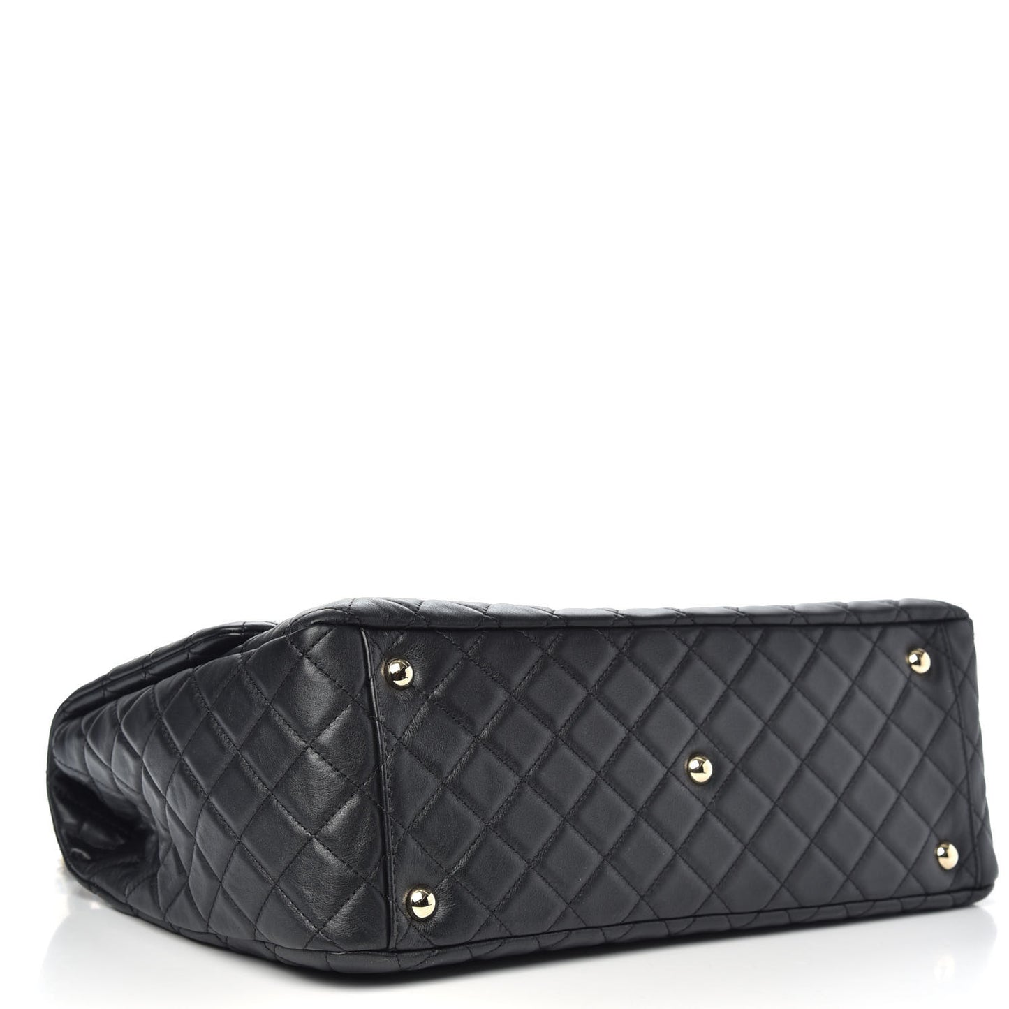 Calfskin Quilted XXL Travel Flap Bag Black