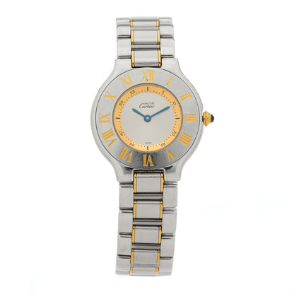 Cartier Stainless Steel 18K Yellow Gold 31mm Must De 21 Quartz Watch 1 of 4