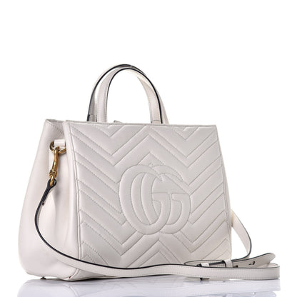 Gucci Calfskin Matelasse Small GG Marmont Tote White 4 of 10