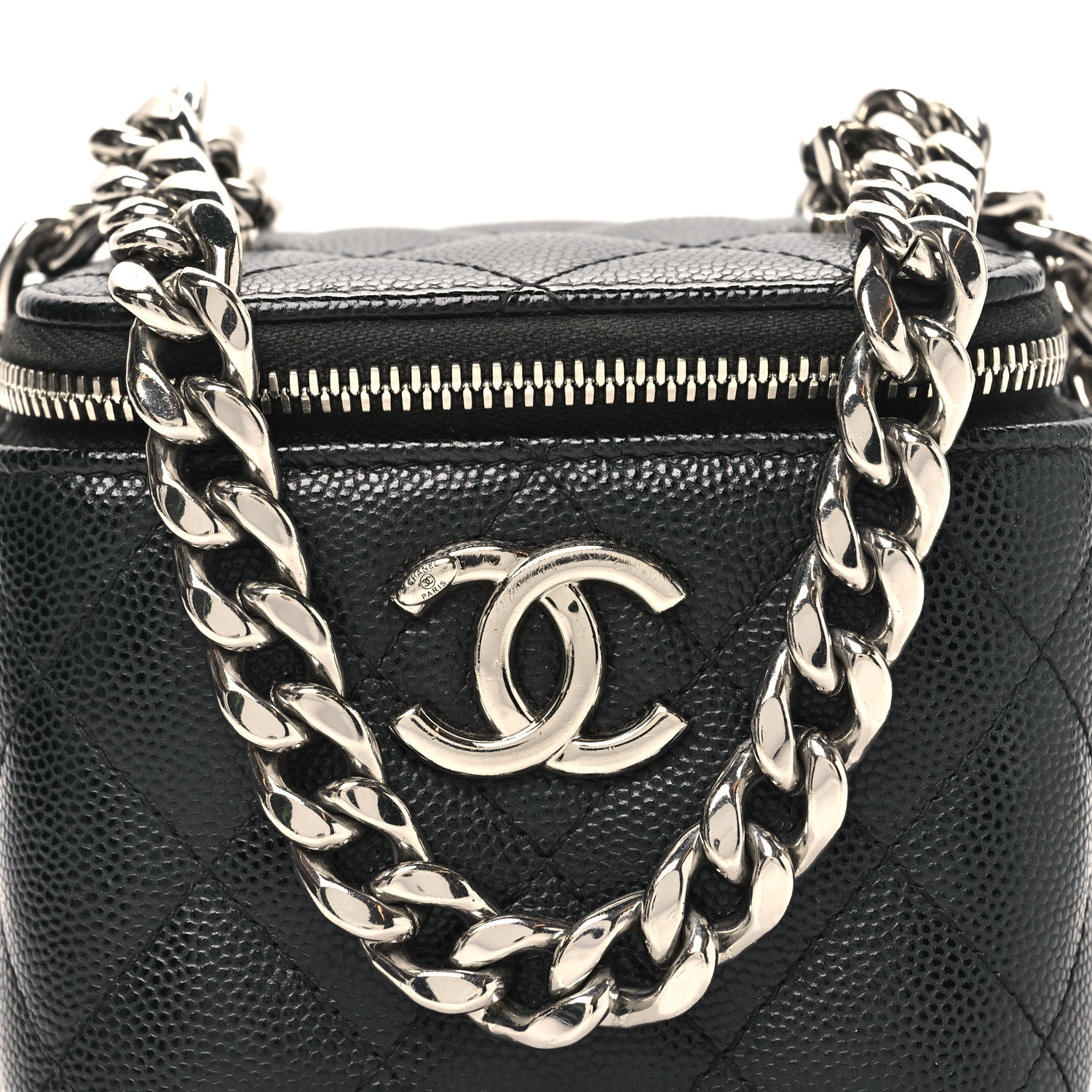 Chanel Caviar Quilted Mini Vanity Case With Chain Black 8 of 11