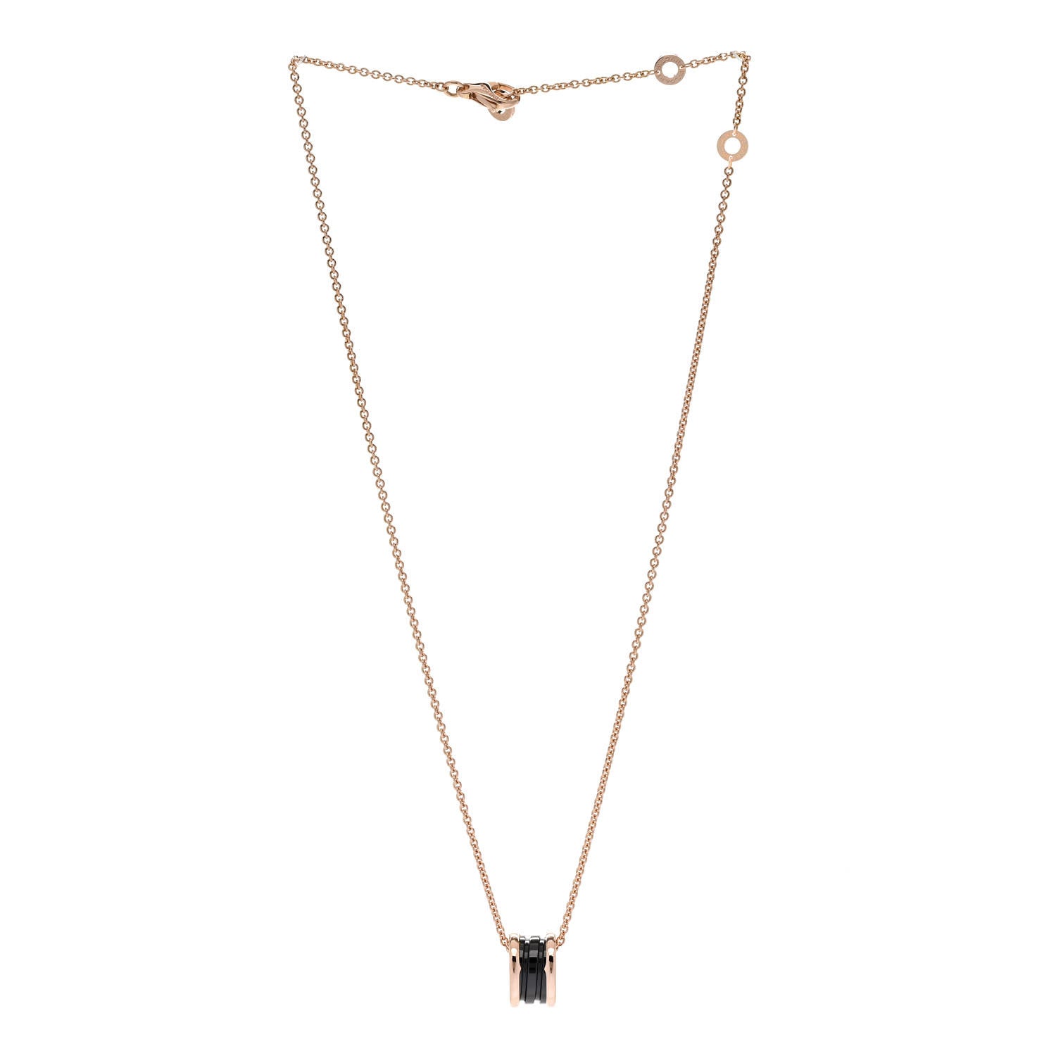 Bulgari 18K Rose Gold Black Ceramic B.Zero1 Pendant Necklace 3 of 6