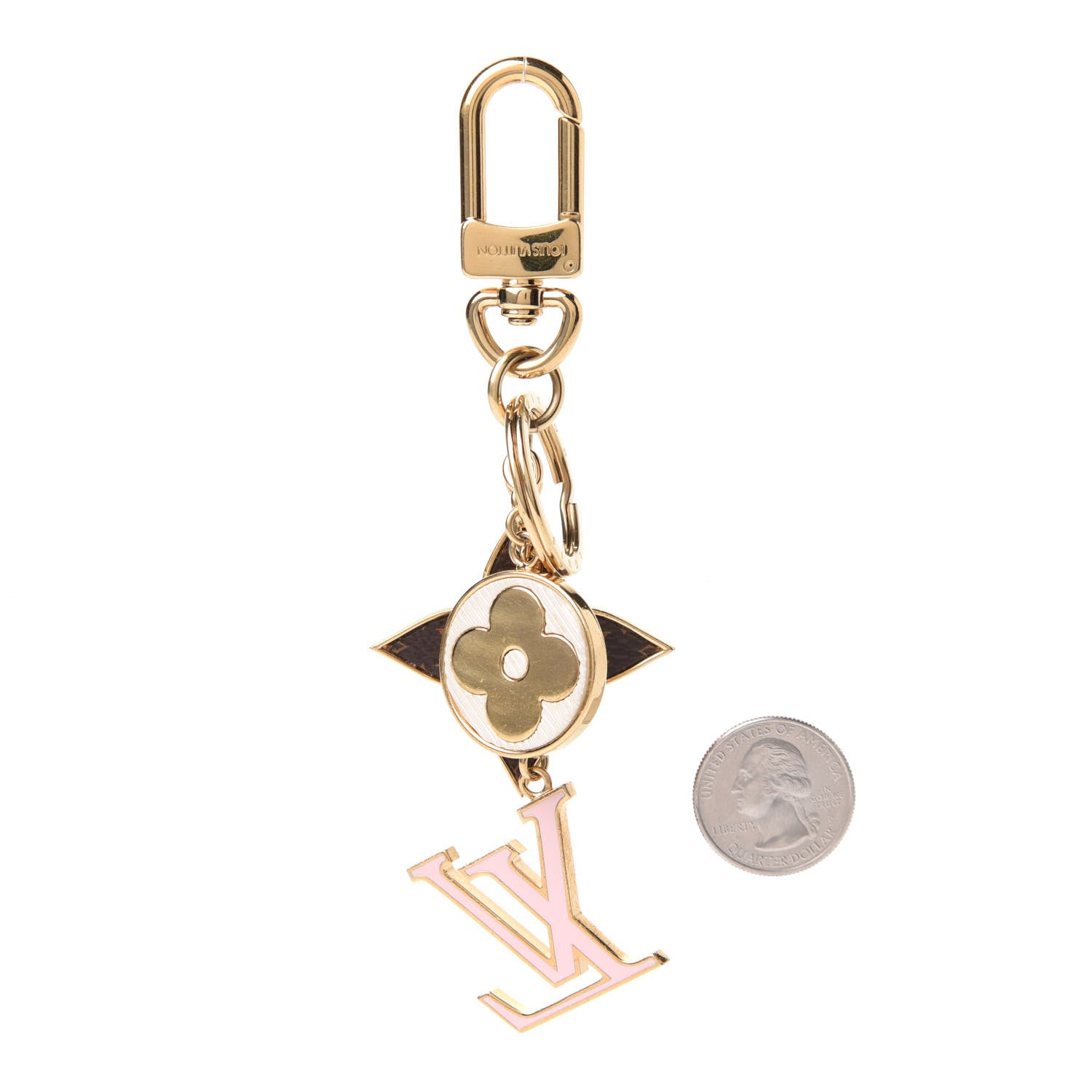 Louis Vuitton Metal Monogram Epi Spring Street Bag Charm Key Holder Gold 2 of 8