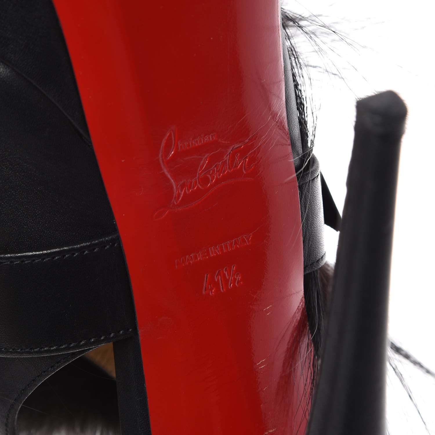 Christian Louboutin Suede Fox Fur Splash 150 Pumps 41.5 Black 7 of 9