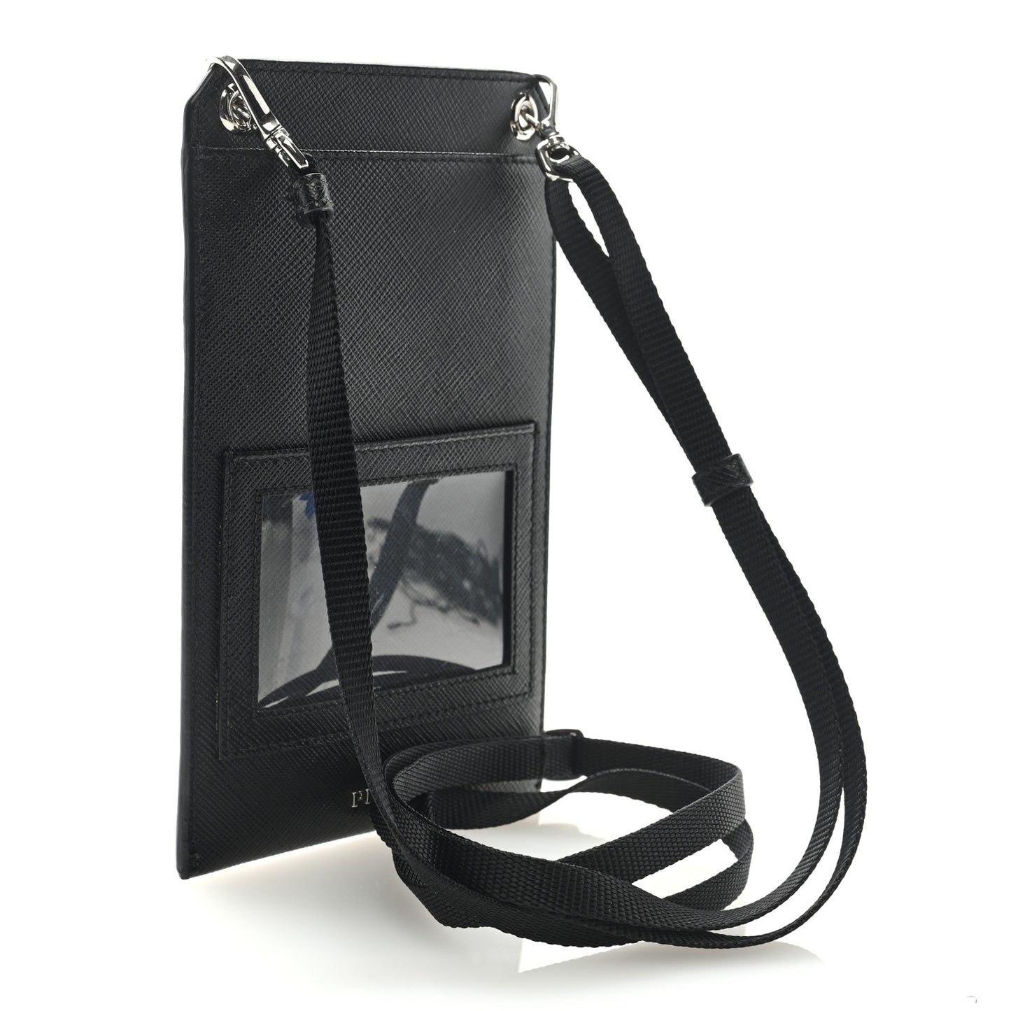 Saffiano Patch Phone Case Pouch Black