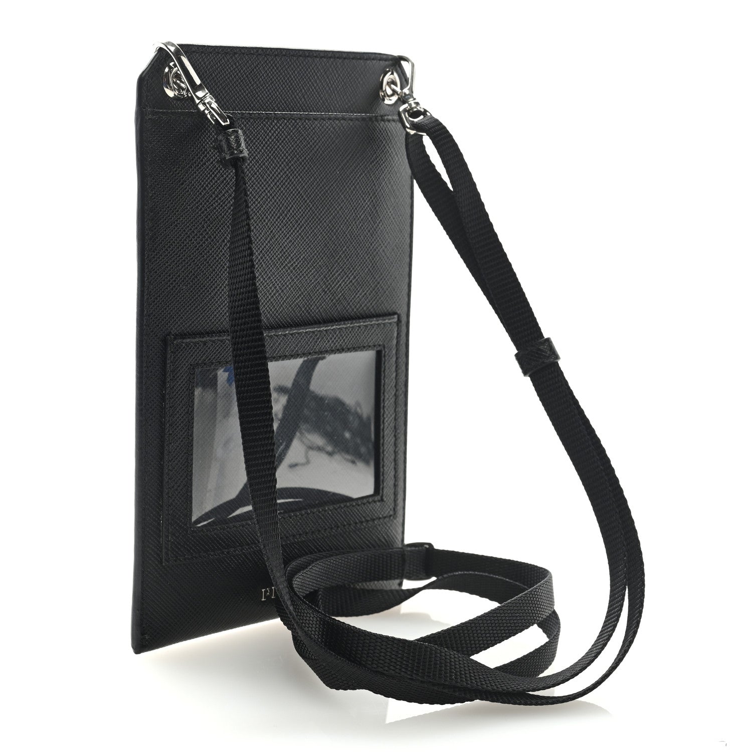 Prada Saffiano Patch Phone Case Pouch Black 3 of 8