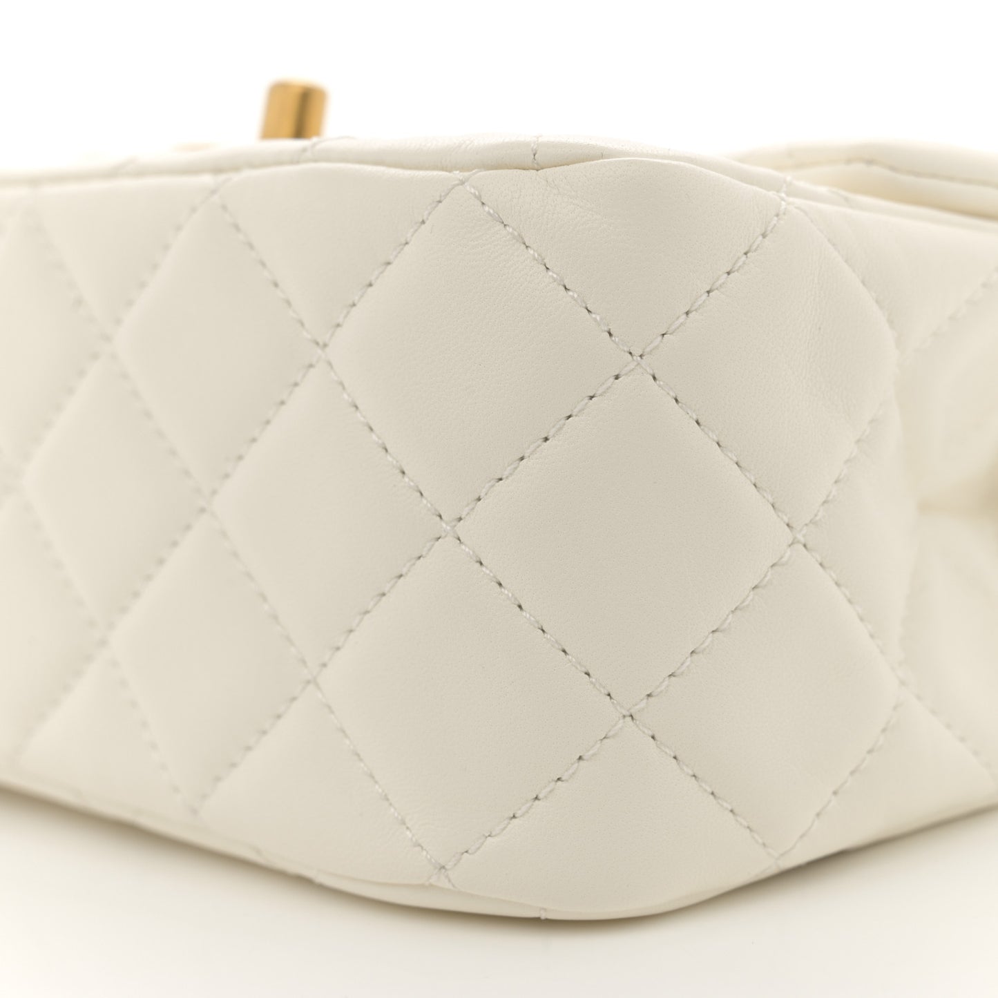 Lambskin Quilted Mini Pearl Crush Flap White