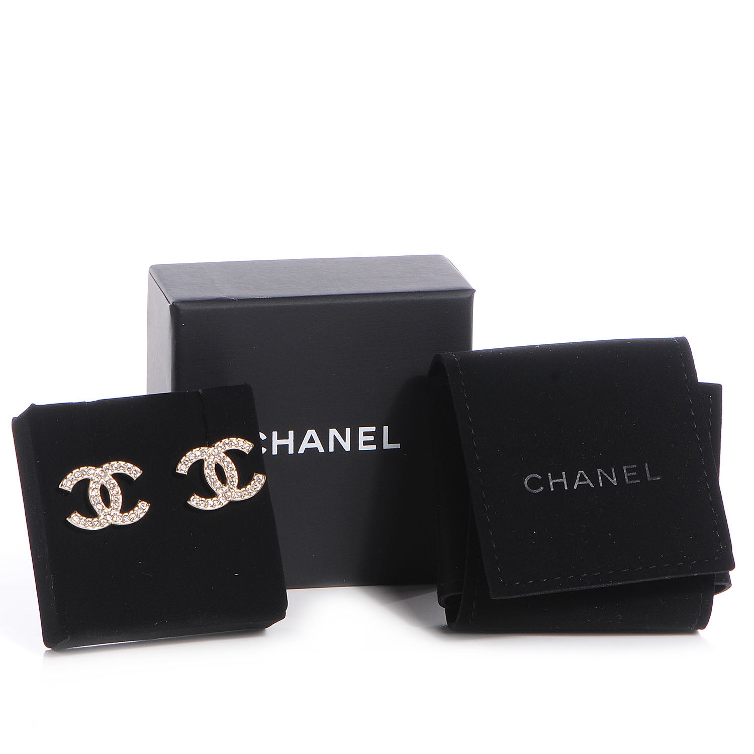 Chanel Crystal CC Earrings Gold 5 of 5