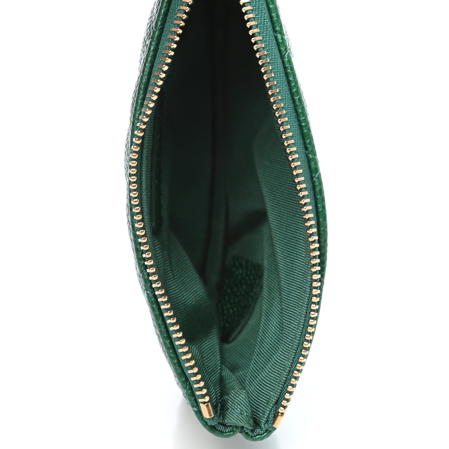 Chanel Metallic Caviar Quilted Small Cosmetic Case Green 5 of 8