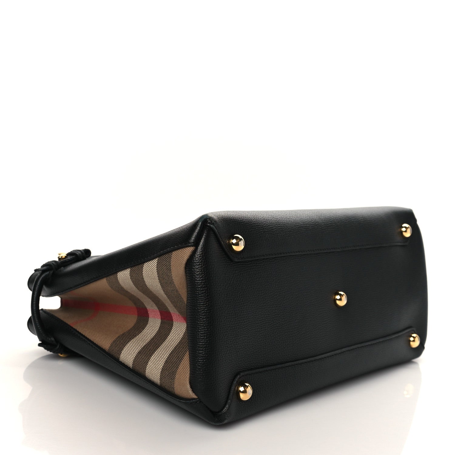 Burberry Derby Calfskin House Check Medium Banner Tote Black 4 of 10