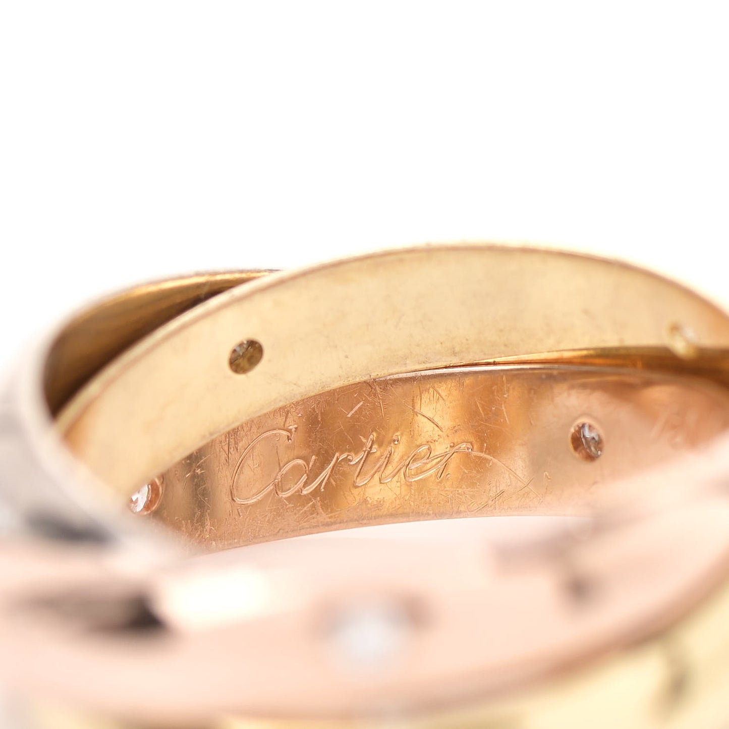 18K Pink Yellow White Gold Diamond Medium Trinity Ring 53 6.25