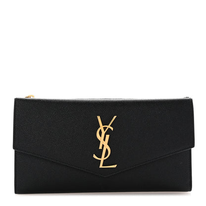 Saint Laurent Grain De Poudre Monogram Uptown Wallet Black 1 of 7