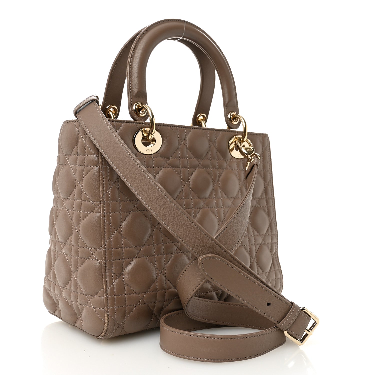 Christian Dior Lambskin Cannage Medium Lady Dior Warm Taupe 3 of 13