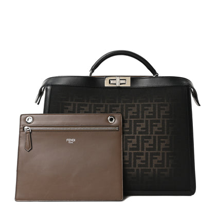 Fendi FF Vitello King Jacquard 1974 Medium Peekaboo I SEE U Satchel Brown 3 of 11