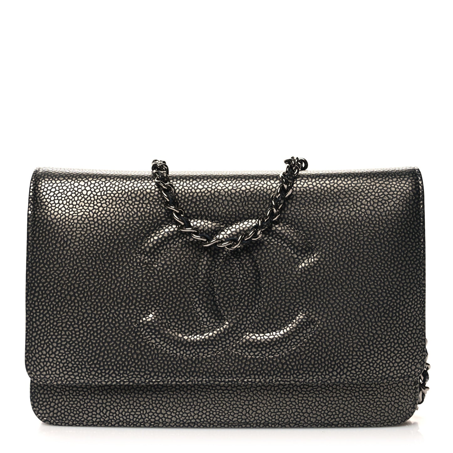 Metallic Caviar Timeless CC Wallet On Chain WOC Grey