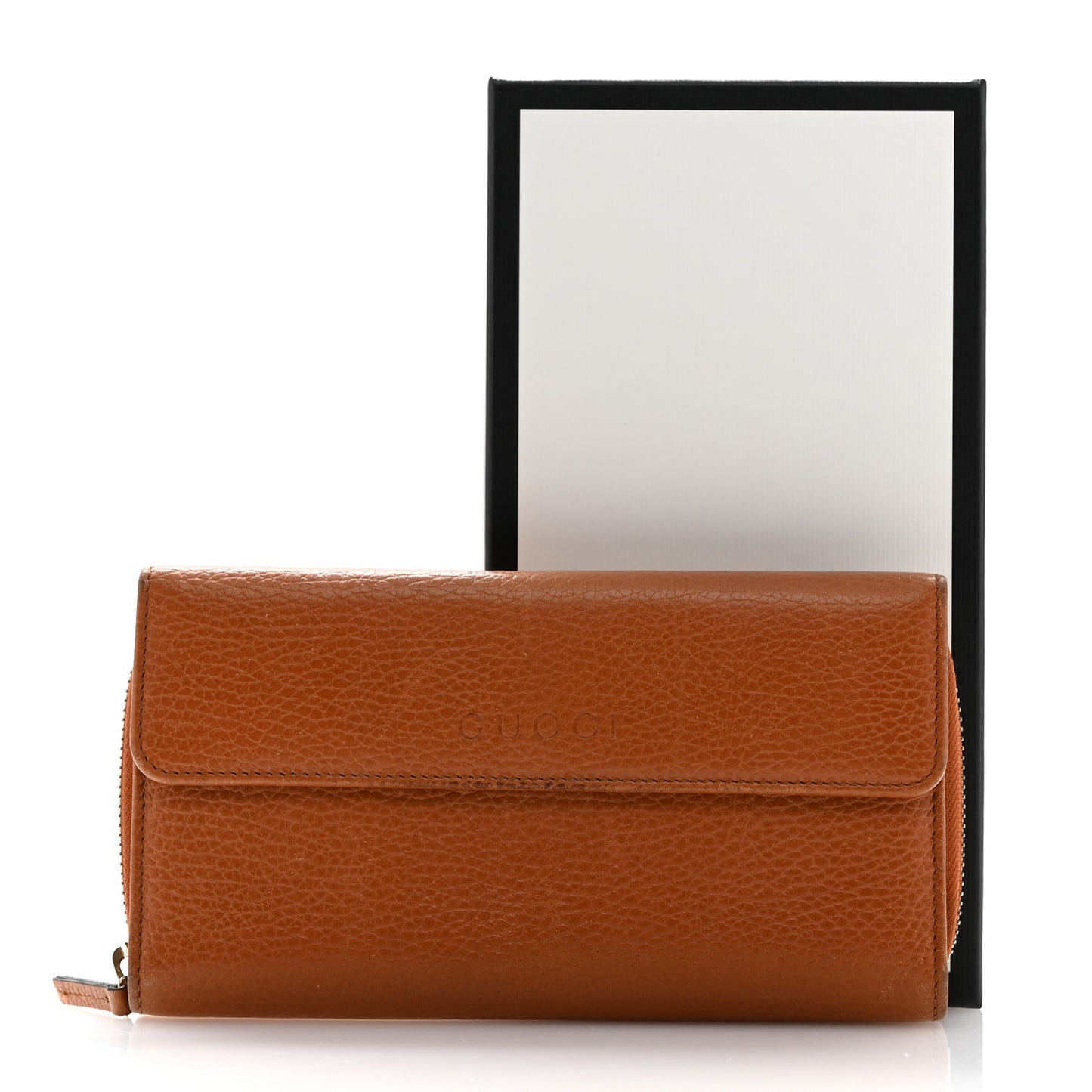 Grained Calfskin Continental Zip Wallet Tan