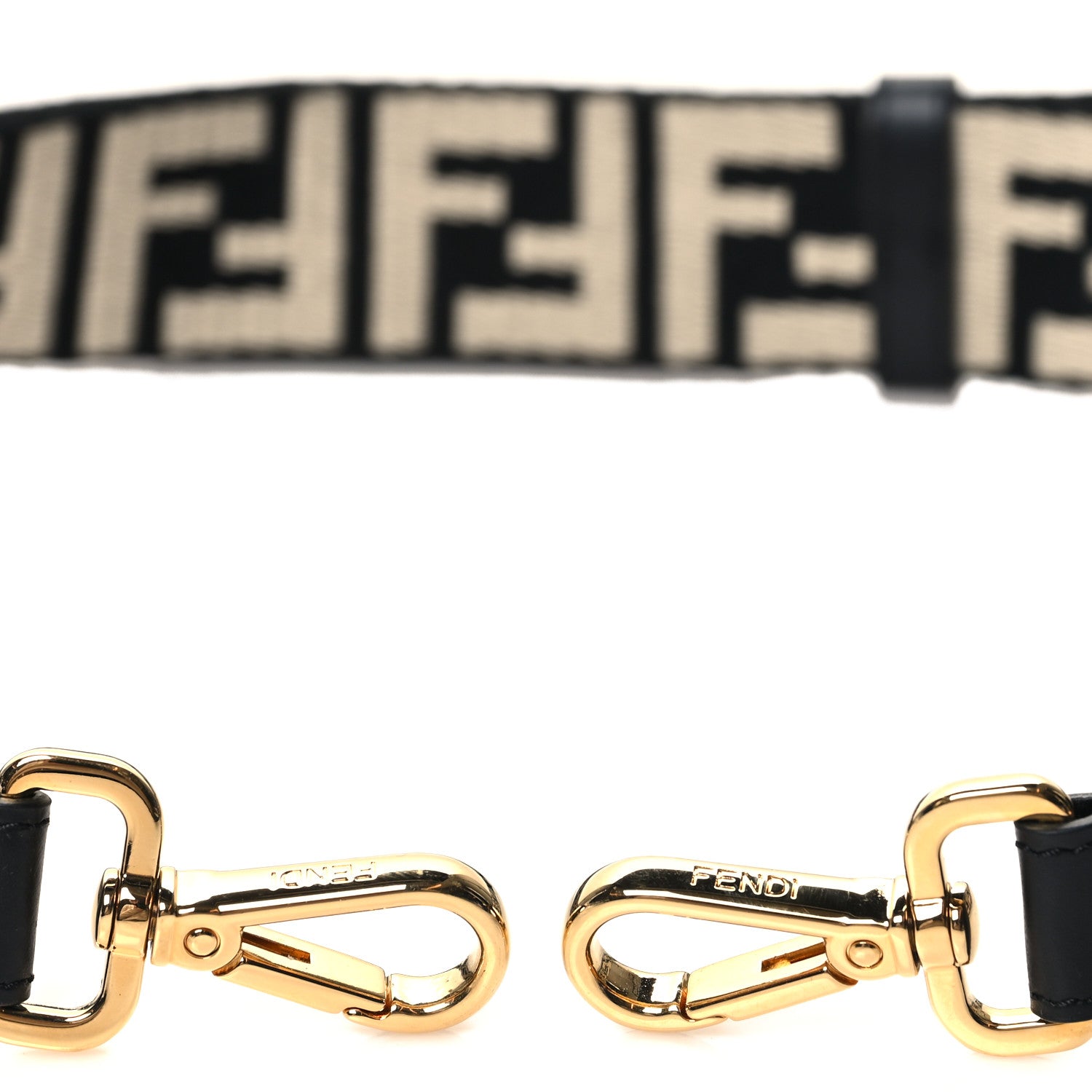 Fendi Jacquard Ribbon Vitello King FF Bi-Color Intreccio Adjustable Strap You Black White 3 of 5