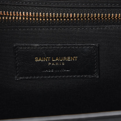 Saint Laurent Smooth Calfskin Matelasse Chevron Large Monogram Satchel Black 8 of 14