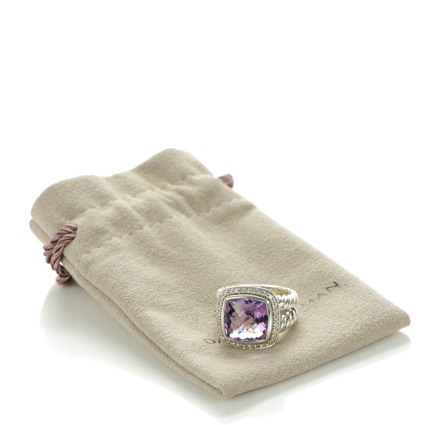 Sterling Silver Diamond Amethyst 11mm Albion Ring 52 6