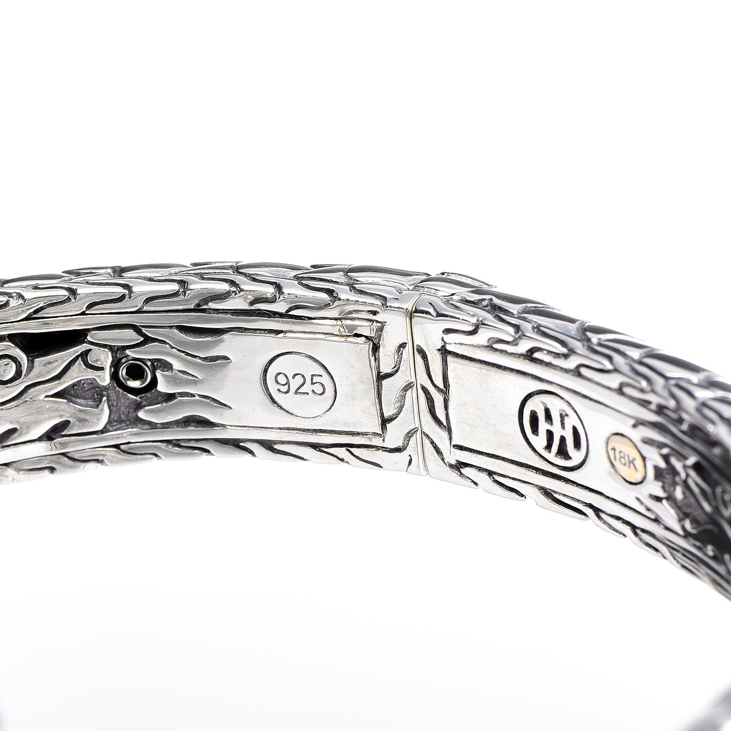 John Hardy Sterling Silver 18K Yellow Gold Naga Dragon Kick Cuff Bracelet 7 of 8