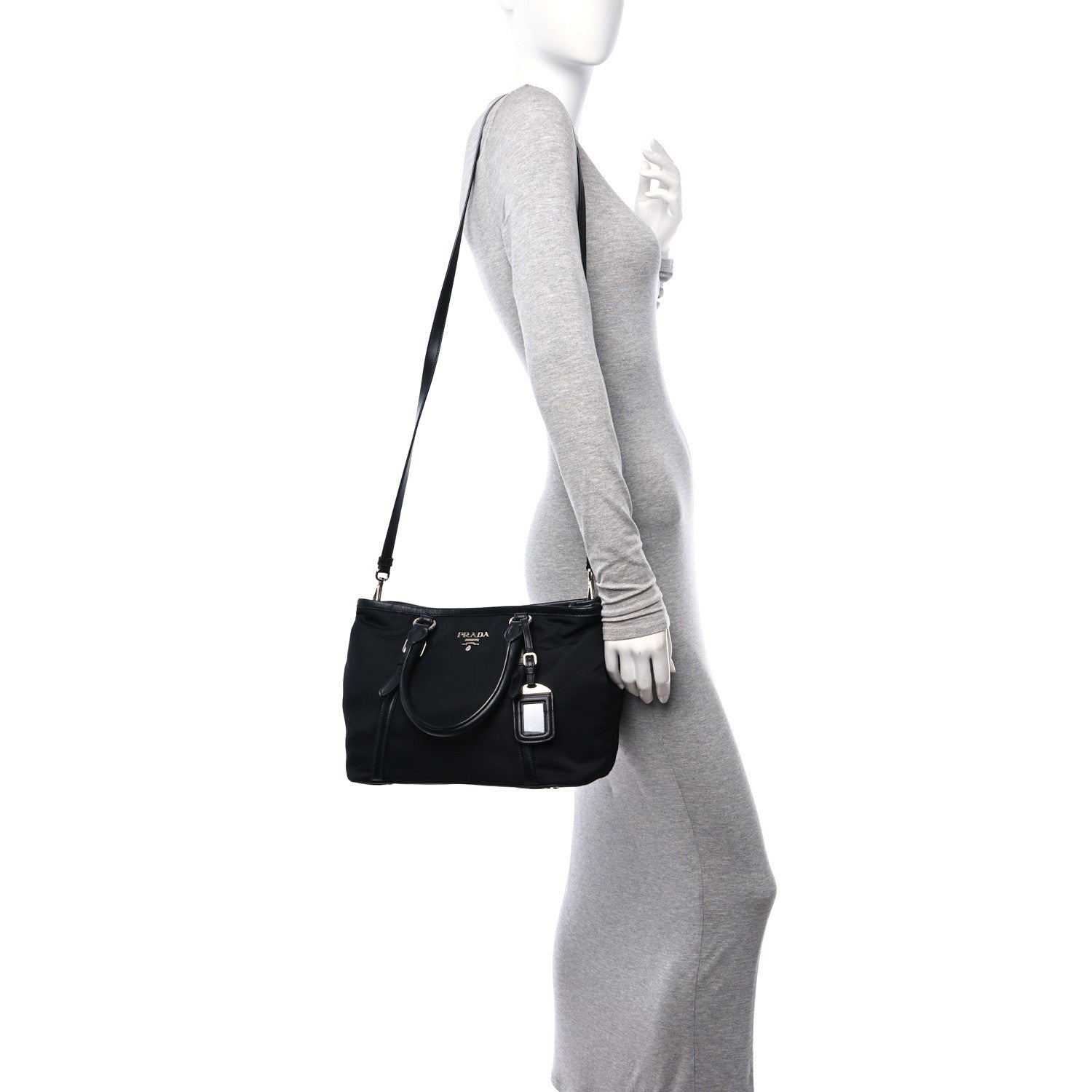 Prada Tessuto Nylon Soft Calf Tote Black 2 of 11