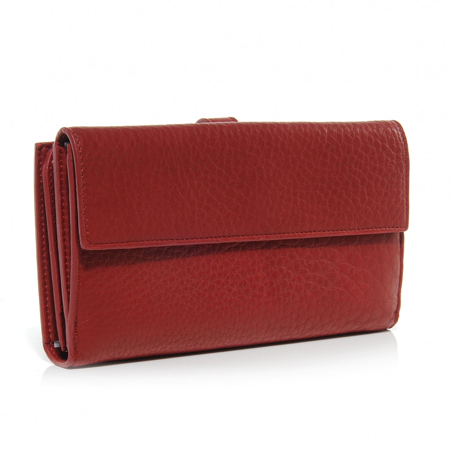 Calfskin Long Double Wallet Rouge