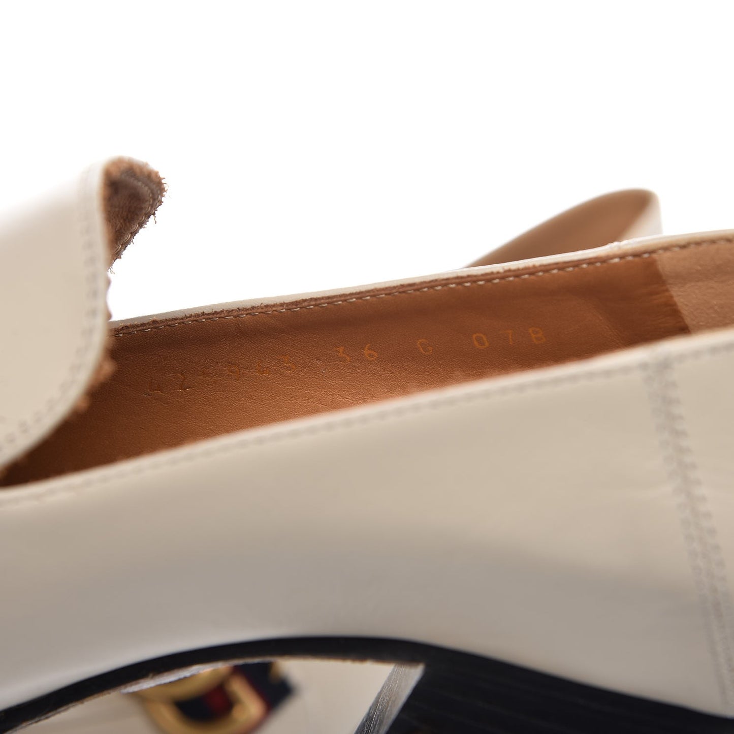 Betis Glamour Calfskin Web Pearl Embellished Peyton 75mm Loafer Pumps 36 Mystic White
