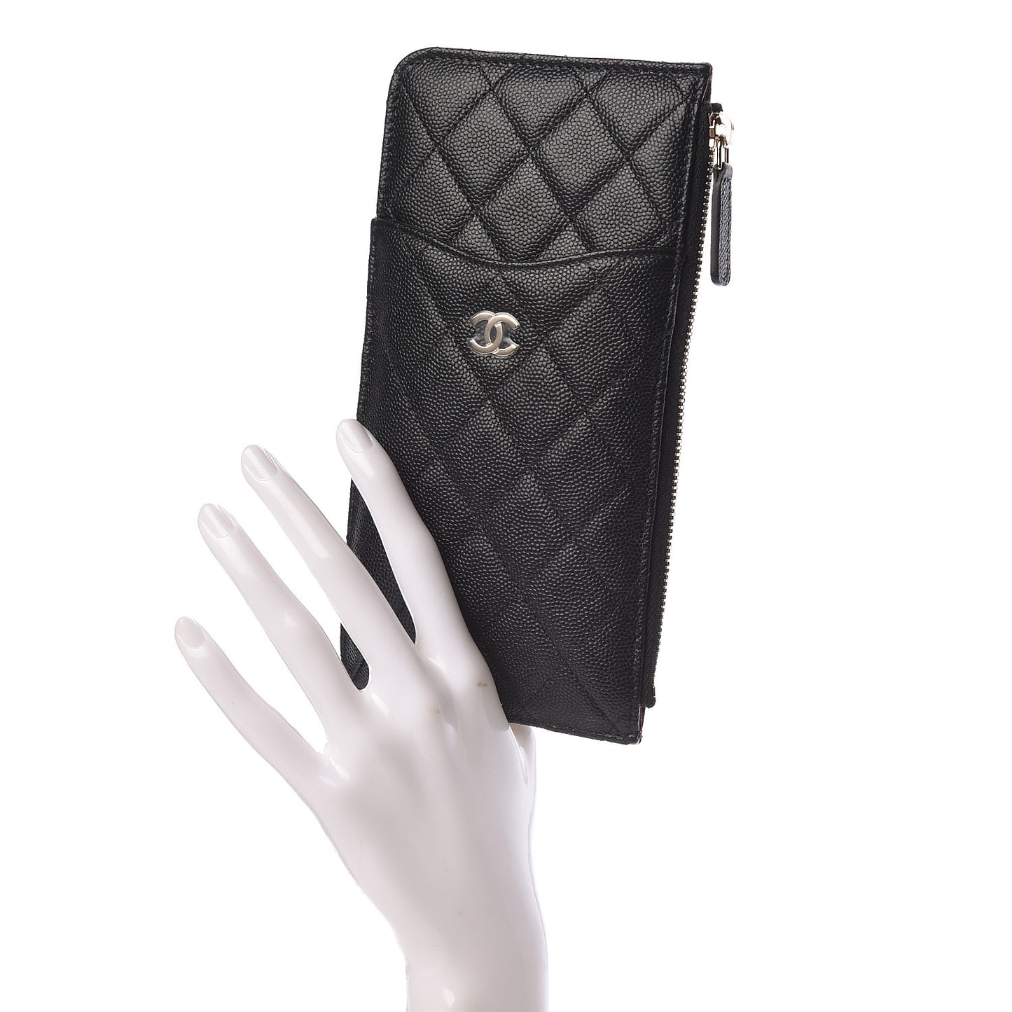 Caviar Quilted Classic Flat Wallet Pouch Black
