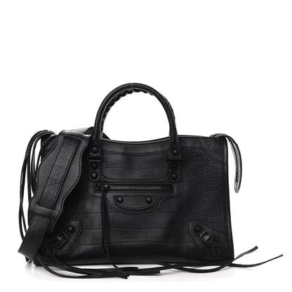 Balenciaga Matte Supple Lambskin Crocodile Embossed Classic Black Hardware S City Black 1 of 8
